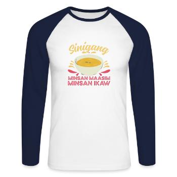 Sinigang Minsan Maasim Filipino Food Pinoy-suppe - Unisex Baseballshirt langarm - Weiß/Navy - Vorne - Nik (191cm)