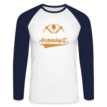 Meilleur artefact d’archéologue Archéologie amusante - T-shirt baseball manches longues Homme - blanc/marine - Devant - Nik (191cm)