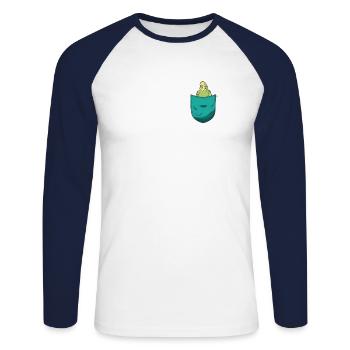 Sac Perruche Perroquet Oiseau Perruche - T-shirt baseball manches longues Homme - blanc/marine - Devant - Nik (191cm)