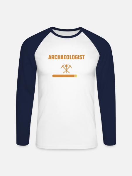 Archaeologist in progress Artifact archaeology - Unisex Long Sleeve Baseball T-Shirt - white/navy