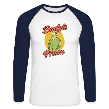 Budgerigar Mama Parrot Bird Budgie - Unisex Long Sleeve Baseball T-Shirt - white/navy - Front - Nik (191cm)