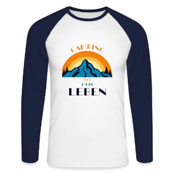 Camping Aventure Vacances Aventure Fun - T-shirt baseball manches longues Homme - blanc/marine - Devant - Nik (191cm)