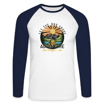 L'aventure De La 3e Année - T-shirt baseball manches longues Homme - blanc/marine - Devant - Nik (191cm)