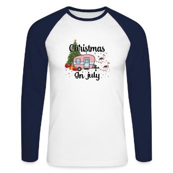 Christmas In July - Unisex Long Sleeve Baseball T-Shirt - white/navy - Front - Nik (191cm)