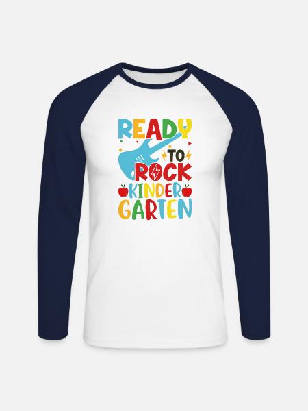Ready to get kindergarten moving - Unisex Long Sleeve Baseball T-Shirt - white/navy