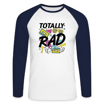 Totalement Génial - T-shirt baseball manches longues Homme - blanc/marine - Devant - Nik (191cm)
