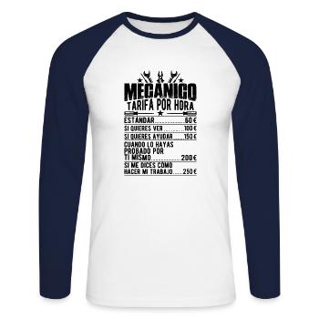 The Hourly Rate of a Mechanic - Unisex Long Sleeve Baseball T-Shirt - white/navy - Front - Nik (191cm)