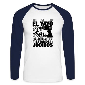 Si El Yayo Ne Peut Pas Le Réparer - T-shirt baseball manches longues Homme - blanc/marine - Devant - Nik (191cm)