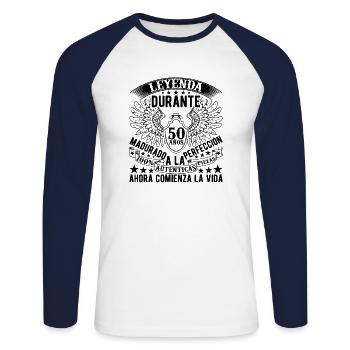 Cadeau Pour Le 50e Anniversaire - T-shirt baseball manches longues Homme - blanc/marine - Devant - Nik (191cm)