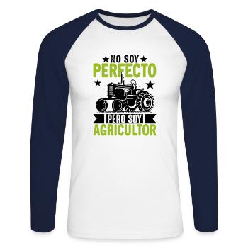 Je Ne Suis Pas Parfait Mais Je Suis Un Agriculteur - T-shirt baseball manches longues Homme - blanc/marine - Devant - Nik (191cm)