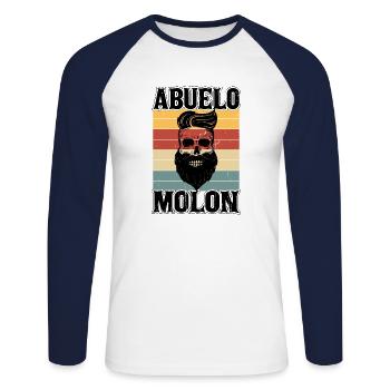 Papou Cool - T-shirt baseball manches longues Homme - blanc/marine - Devant - Nik (191cm)