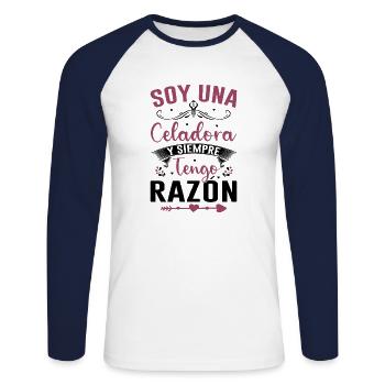 Je Suis Un Directeur Et J'ai Toujours Raison - T-shirt baseball manches longues Homme - blanc/marine - Devant - Nik (191cm)