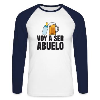 Je Vais Être Un Grand-père - T-shirt baseball manches longues Homme - blanc/marine - Devant - Nik (191cm)