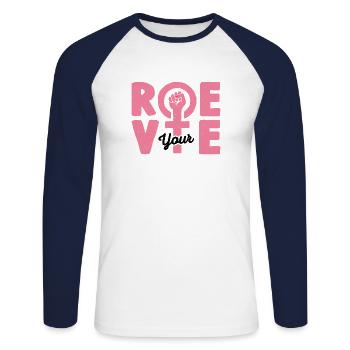 Roe deine Stimme - Unisex Baseballshirt langarm - Weiß/Navy - Vorne - Nik (191cm)