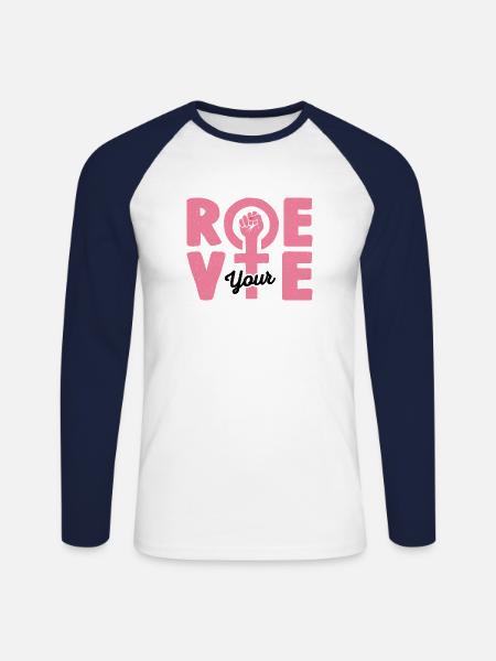 Roe Your Vote - Unisex Long Sleeve Baseball T-Shirt - white/navy
