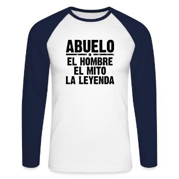 Papou l'homme le mythe la légende cadeau - T-shirt baseball manches longues Homme - blanc/marine - Devant - Nik (191cm)