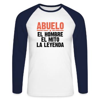 Papou l'homme le mythe la légende cadeau - T-shirt baseball manches longues Homme - blanc/marine - Devant - Nik (191cm)