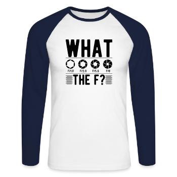 Photographer Photography Camera Lens - Unisex Long Sleeve Baseball T-Shirt - white/navy - Front - Nik (191cm)