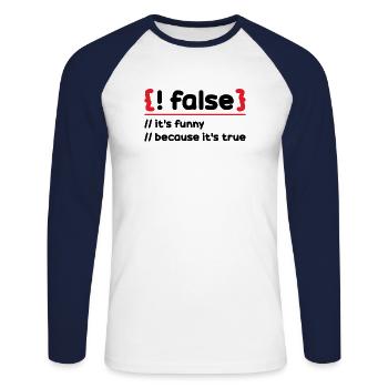 Programmierer Programmierung Software Coding Encoder - Unisex Baseballshirt langarm - Weiß/Navy - Vorne - Nik (191cm)