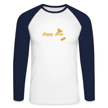 N’est-ce pas de l’happy hour tout le temps, Johnny - T-shirt baseball manches longues Homme - blanc/marine - Devant - Nik (191cm)