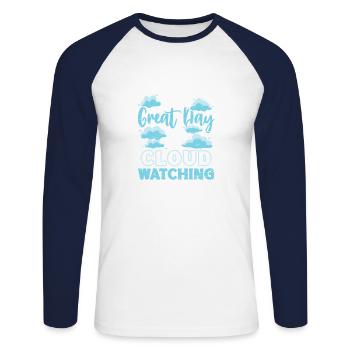 Cloud Watcher Météorologie Météorologue Nuage - T-shirt baseball manches longues Homme - blanc/marine - Devant - Nik (191cm)