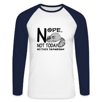 Lazy cat not today and tomorrow also non-putty - Unisex Long Sleeve Baseball T-Shirt - white/navy - Front - Nik (191cm)