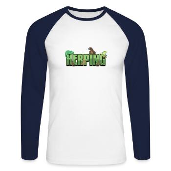 Herping Reptiles Amphibians Herpetologist - Unisex Long Sleeve Baseball T-Shirt - white/navy - Front - Nik (191cm)
