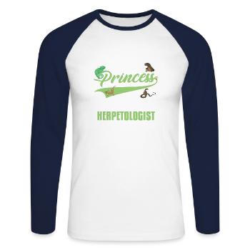 Herpetologist Girls Reptiles Amphibians - Unisex Long Sleeve Baseball T-Shirt - white/navy - Front - Nik (191cm)