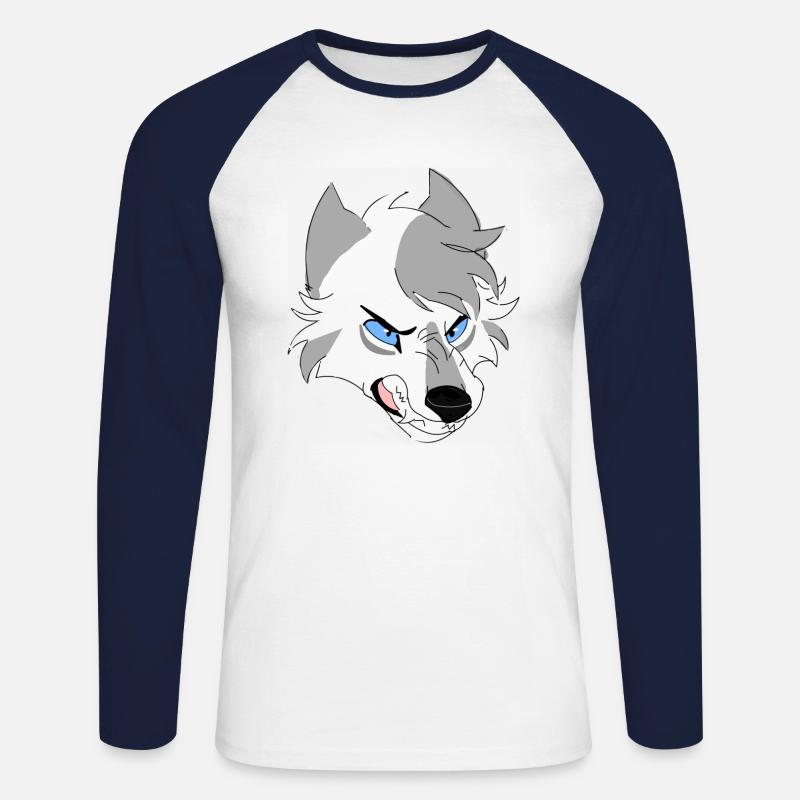 Aggressiver Wolf - Unisex Baseballshirt langarm - Weiß/Navy