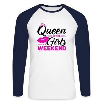Trauzeugin Mädelsabend Party Damen Geschenk - Unisex Baseballshirt langarm - Weiß/Navy - Vorne - Nik (191cm)