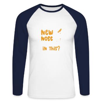 Sieht Meine Neue Nase Gut Aus - Unisex Baseballshirt langarm - Weiß/Navy - Vorne - Nik (191cm)