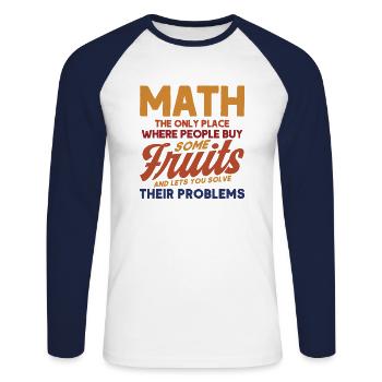 Math Mathématiques Sciences Math Cadeau - T-shirt baseball manches longues Homme - blanc/marine - Devant - Nik (191cm)