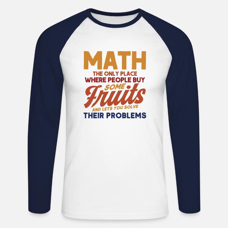 Math Mathématiques Sciences Math Cadeau - T-shirt baseball manches longues Homme - blanc/marine
