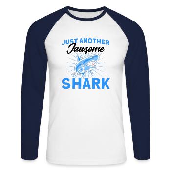 Shark Shark Lover Shark Gift - Unisex Long Sleeve Baseball T-Shirt - white/navy - Front - Nik (191cm)