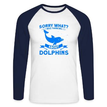 Dolphin Dolphin Lover Animal Dolphins Gift - Unisex Long Sleeve Baseball T-Shirt - white/navy - Front - Nik (191cm)