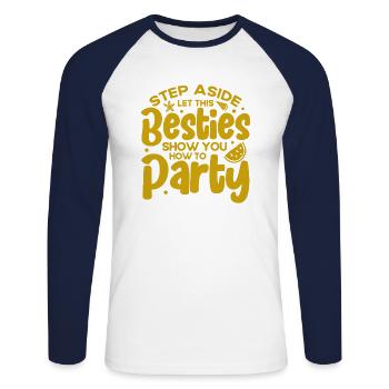Besties Trip Urlaubsreise Urlaub Geschenk - Unisex Baseballshirt langarm - Weiß/Navy - Vorne - Nik (191cm)