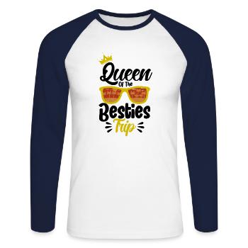 Besties Trip Urlaubsreise Urlaub Geschenk - Unisex Baseballshirt langarm - Weiß/Navy - Vorne - Nik (191cm)