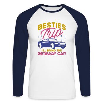 Besties Trip Urlaubsreise Urlaub Geschenk - Unisex Baseballshirt langarm - Weiß/Navy - Vorne - Nik (191cm)