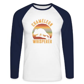Lizard Reptile Animal Vintage Chameleon Whisperer - Unisex Long Sleeve Baseball T-Shirt - white/navy - Front - Nik (191cm)