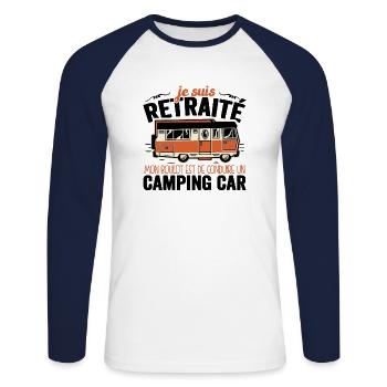 Je Suis Un Retraité Avec Un Camping Car - T-shirt baseball manches longues Homme - blanc/marine - Devant - Nik (191cm)