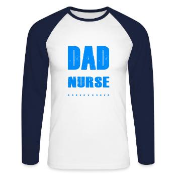 Je suis père et infirmier - T-shirt baseball manches longues Homme - blanc/marine - Devant - Nik (191cm)