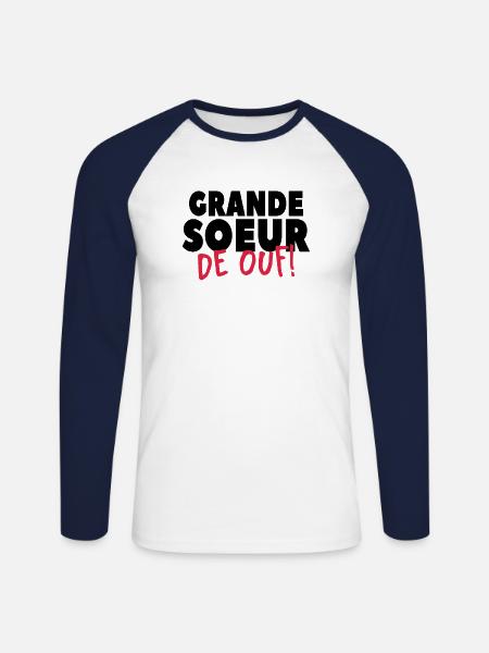 Grand Soeur De Ouf - T-shirt baseball manches longues Homme - blanc/marine