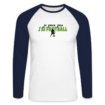 Je Peux Pas J'ai Football - T-shirt baseball manches longues Homme - blanc/marine - Devant - Nik (191cm)