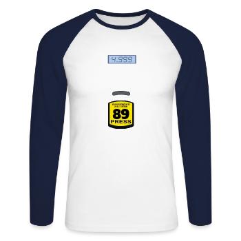 Pompe à essence Costume supplémentaire - Drôle d’Halloween à gaz - T-shirt baseball manches longues Homme - blanc/marine - Devant - Nik (191cm)