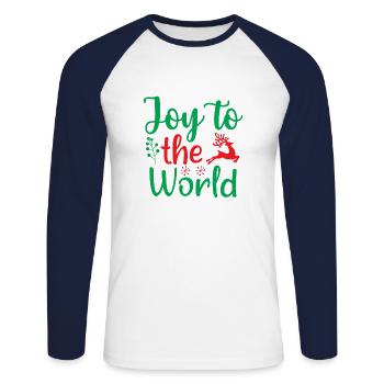 Joy to the world - Christmas humor - Unisex Long Sleeve Baseball T-Shirt - white/navy - Front - Nik (191cm)