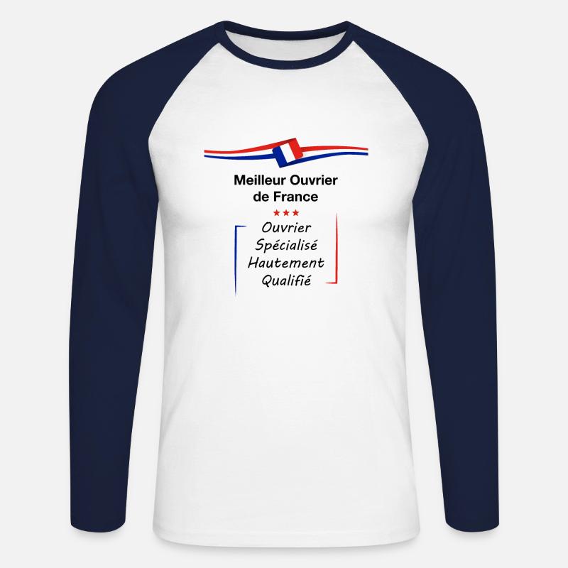 Bester Arbeiter Frankreichs MOF - Unisex Baseballshirt langarm - Weiß/Navy