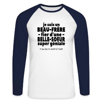 Je Suis Un Beau-père Fier D'une Belle Soeur - T-shirt baseball manches longues Homme - blanc/marine - Devant - Nik (191cm)