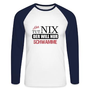 Erzgebirge Schwamme - Unisex Baseballshirt langarm - Weiß/Navy - Vorne - Nik (191cm)