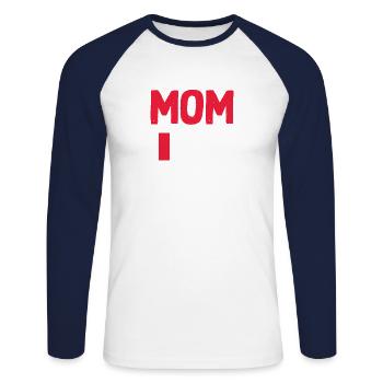 Mutter Von Zwillingen Schwangerschaftsanzeige - Unisex Baseballshirt langarm - Weiß/Navy - Vorne - Nik (191cm)