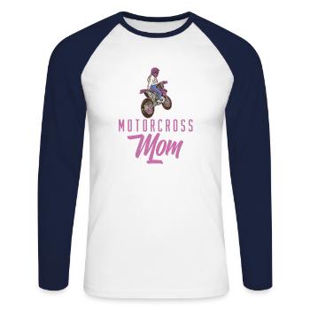 Motorrad Motorradfahrer Dirt Bike Motorcross Mom - Unisex Baseballshirt langarm - Weiß/Navy - Vorne - Nik (191cm)